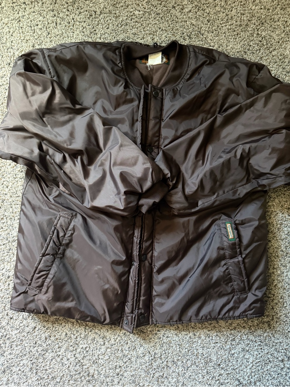 Dark Brown Nylon Bomber Jacket